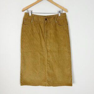 Vtg Y2K 90s Eddie Bauer Corduroy Midi Skirt Classic Retro Size 10 Women's